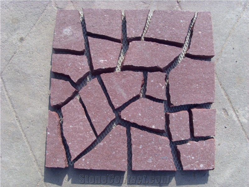 Dayang Red Natural Stone on Net, Dayang Red Granite Cobble, Pavers