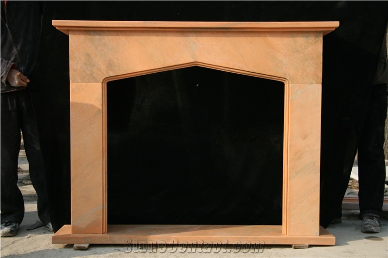Leeste Red Pink Marble Fireplace