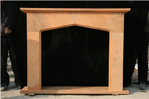 Leeste Red Pink Marble Fireplace