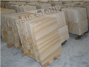 Top Wooden Yellow Sandstone, China Wooden Beige Sandstone Tiles