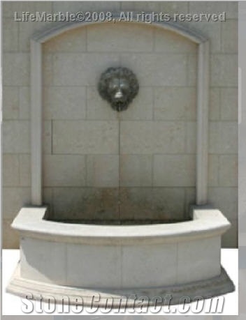Sama Limestone Wall Mounted Fountain, Sama Beige Limestone Wall Mounted Fountain