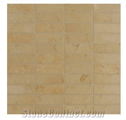 Brioche Limestone Floor or Wall Mosaic, Brioche Beige Limestone Wall Mosaic