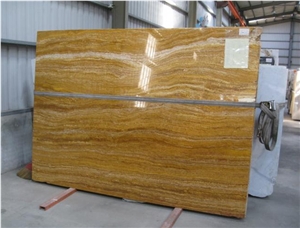 Golden Travertine Slabs Tiles, Turkey Yellow Travertine