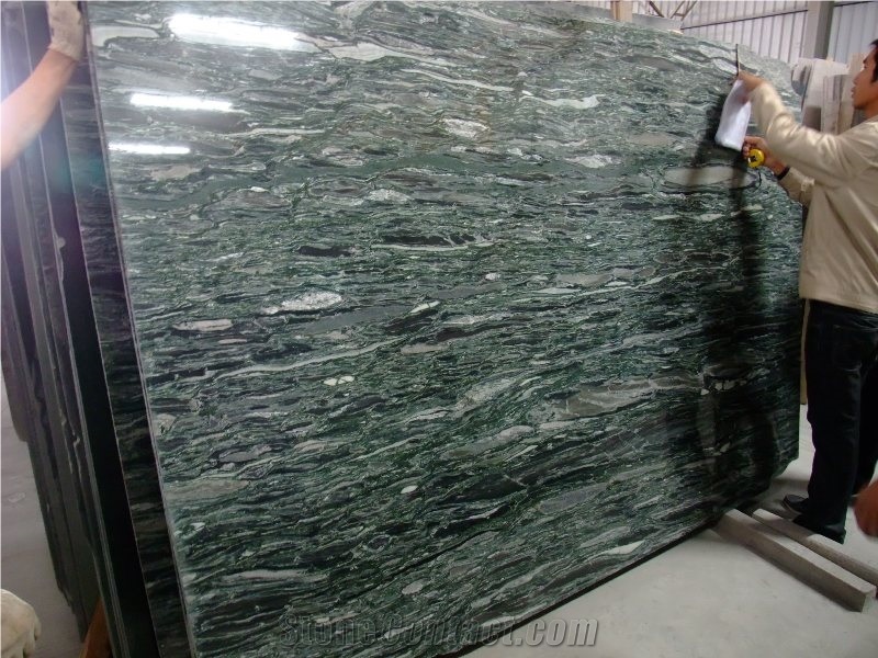 Chinese Olive Green Granite, Sea Wave Granite Slab