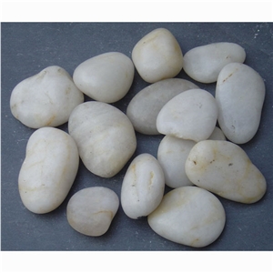 Oval River Stone, White Pebble Stone, Oval River White Marble Pebble Stone