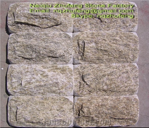 Stone Wall Panel, Beige Quartzite Mushroom Stone