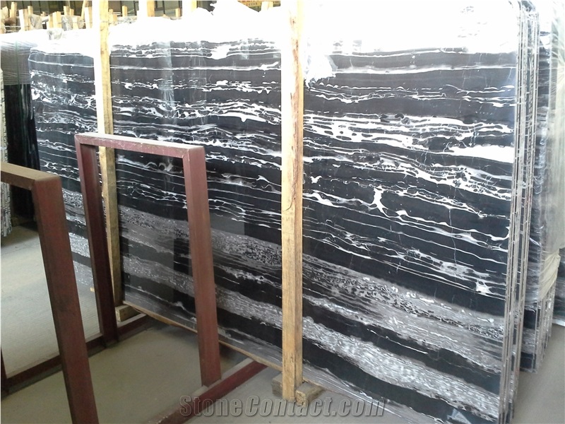 Silver Dragon Marble, China Black Marble Slabs & Tiles