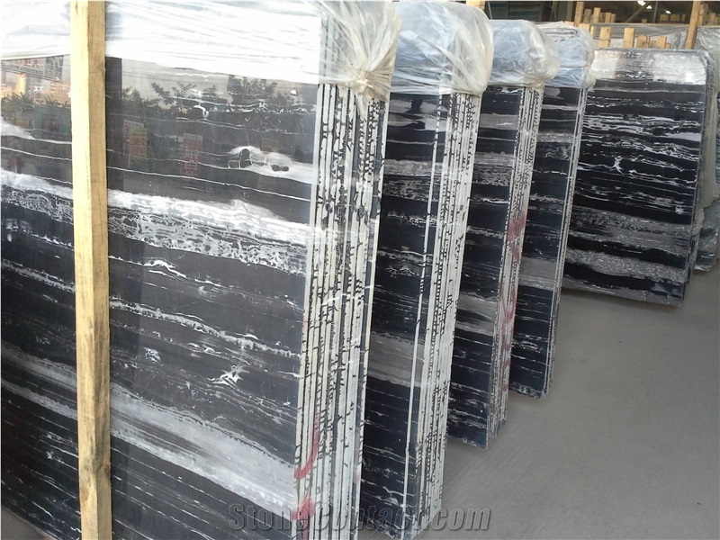 Silver Dragon Marble, China Black Marble Slabs & Tiles