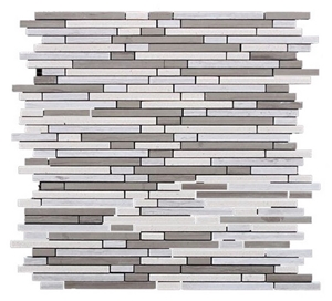 Athens Grey + White Carrara + Pure White Marble Mosaic, Athens Grey Marble Mosaic