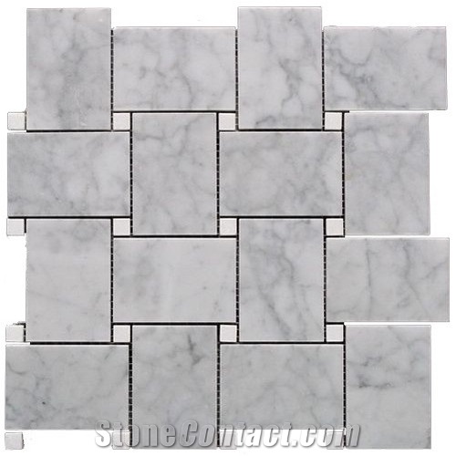 Carrara White + White Thassos Marble Mosaic Tile