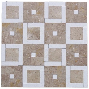 Coffee Travertine,Pure White Marble Mosaic Tile, Beige Travertine Mosaic