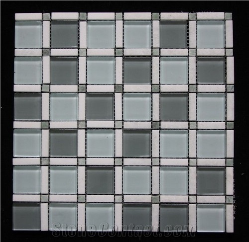 Glass Mosaic Tile G0025, Green Marble Glass Mosaic