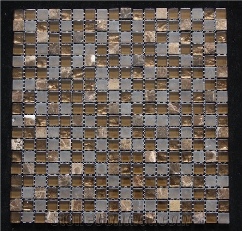 Glass Mosaic Tile G005, Brown Marble Glass Mosaic