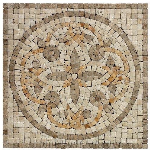 Travertine Mosaic Medallion Tile from China - StoneContact.com