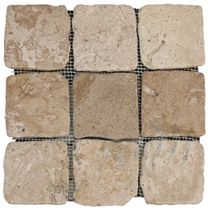 Travertine Mosaic Tile T011, China Brown Travertine Mosaic