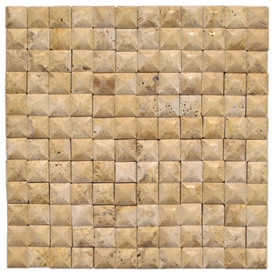 Travertine Mosaic Tile T012, China Yellow Travertine Mosaic