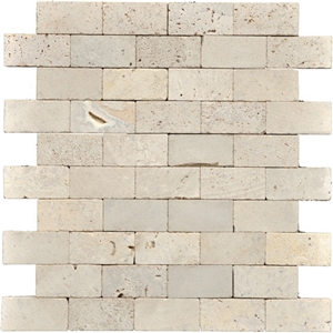 Travertine Mosaic Tile T045, Yellow Travertine Mosaic