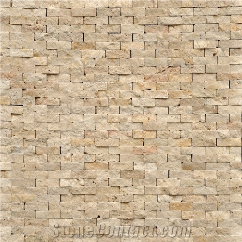 Travertine Mosaic Tile T049, Yellow Travertine Mosaic