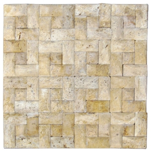 Travertine Mosaic Tile T051, Yellow Travertine Mosaic