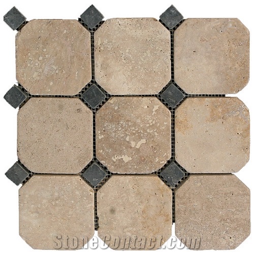 Travertine Mosaic Tile T055, Brown Travertine Mosaic