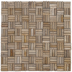 Travertine Mosaic Tile T056, Brown Travertine Mosaic