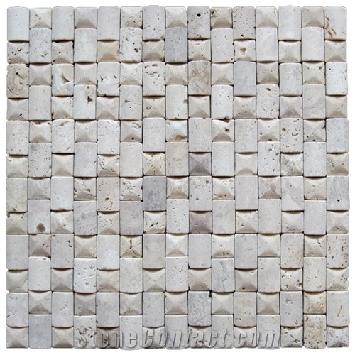 Travertine Mosaic Tile T065, China White Travertine Mosaic