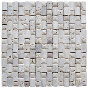 Travertine Mosaic Tile T065, China White Travertine Mosaic