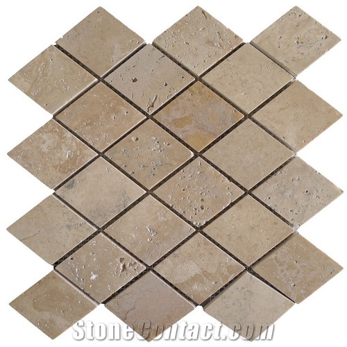 Travertine Mosaic Tile T072, China Yellow Travertine Mosaic