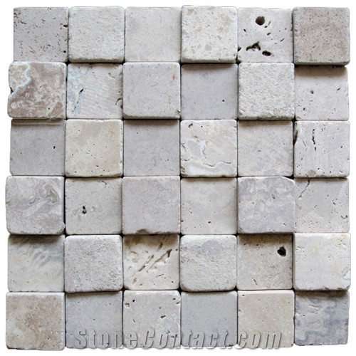 Travertine Mosaic TileT013, China Beige Travertine Mosaic