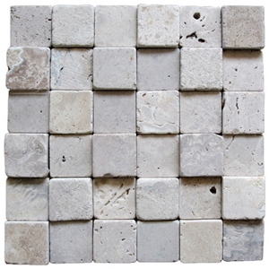 Travertine Mosaic TileT013, China Beige Travertine Mosaic