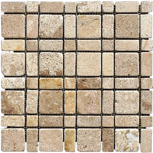 Travertine Mosaic TileT016, China Yellow Travertine Mosaic