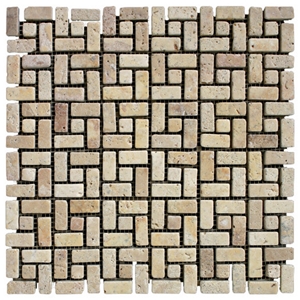 Travertine Mosaic TileT018, China Brown Travertine Mosaic