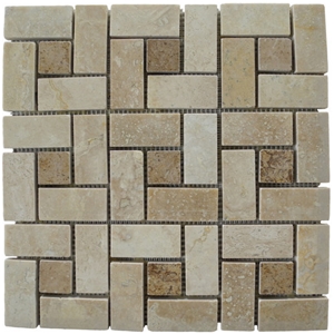 Travertine Mosaic TileT020, China Brown Travertine Mosaic