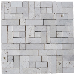 Travertine Mosaic TileT021, China Beige Travertine Mosaic