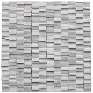 White Carrara + White Thassos Marble Mosaic Tile