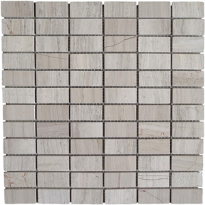 White Wood Vein Marble Mosaic Tile, White Wood Vein Beige Marble Mosaic