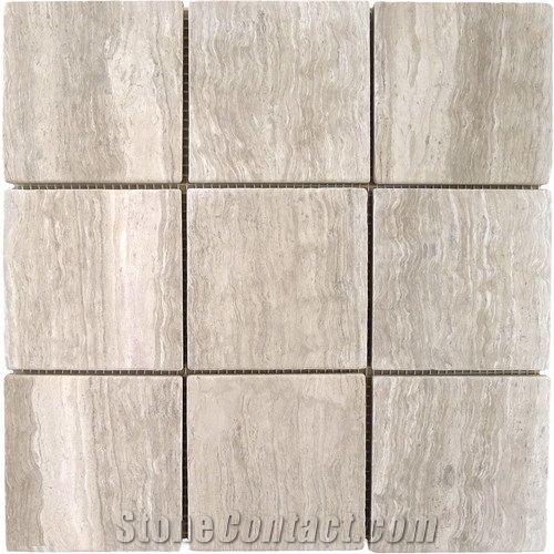 White Wooden Vein Marble Mosaic Tile