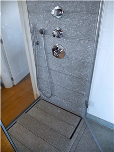 Bathroom Design in Pietra Di Luserna, Pietra Di Luserna Grey Quartzite Bathroom Design