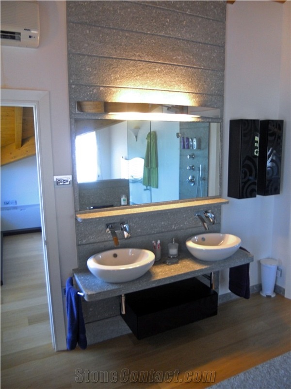 Bathroom Design in Pietra Di Luserna, Pietra Di Luserna Grey Quartzite Bathroom Design