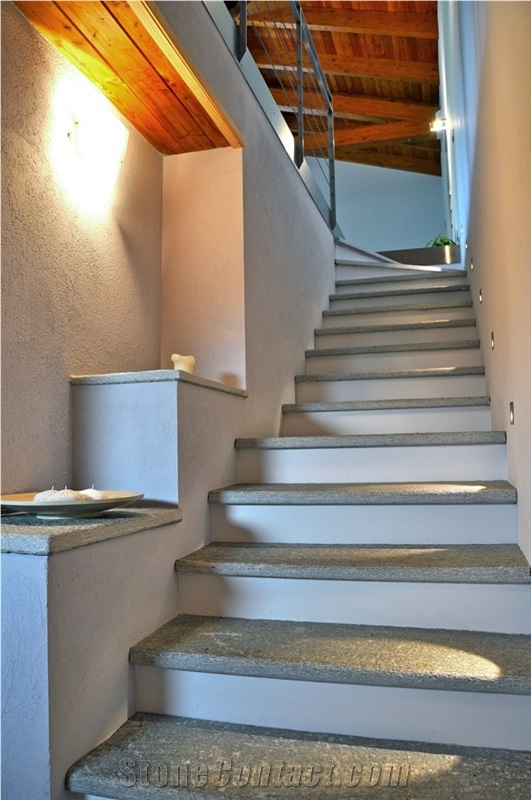 Interior Steps in Pietra Di Luserna, Pietra Di Luserna Grey Quartzite Steps