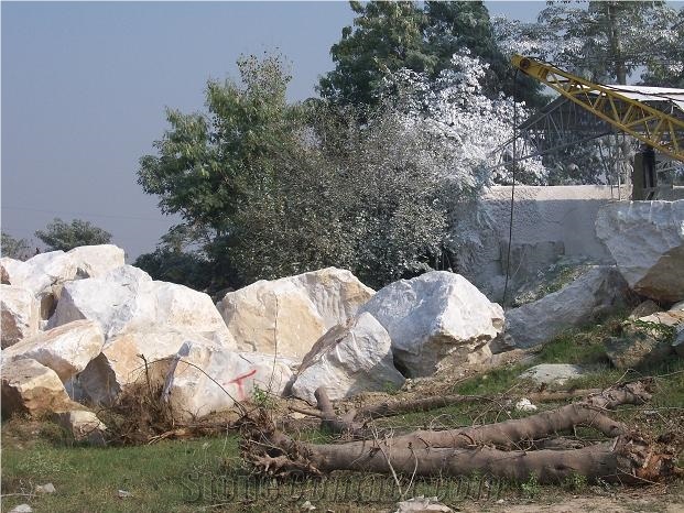 Marble Big Boulders with Jasper and Lapis Lazuli, Pakistan White Marble