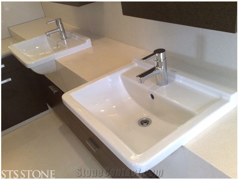 Crema L Bathroom, Beige Limestone Bath Design