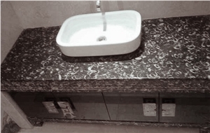 Sea Shell Marble Vanity Top, Sea Shell Black Marble Vanity Top