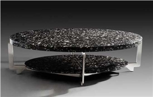 Shell Fossil Marble Tabletops, Black Marble Tabletops