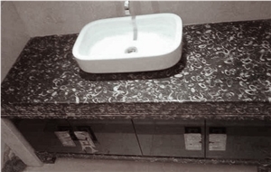 Shell Fossil Marble Tabletops, Black Marble Tabletops