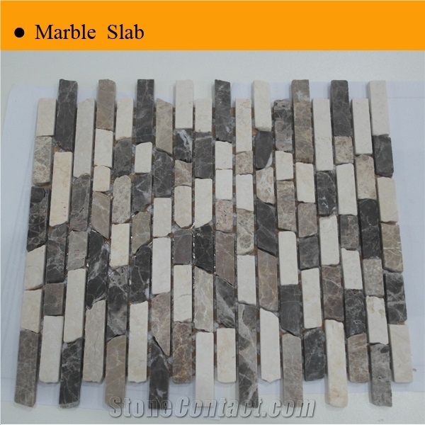 2013 Hot Sale Dark Emperador Marble Strip Mosaic, Dark Emperador Brown Marble Strip Mosaic