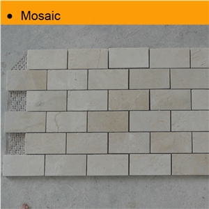 Beige Marble Mosaic Tile for Wall, Crema Marfil Beige Marble Mosaic