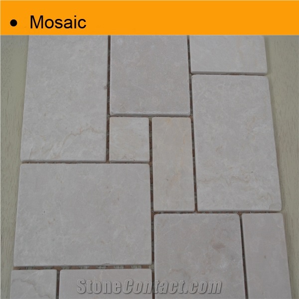 Botticino Classico Beige Marble Tumbled Mosaic