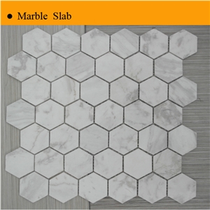Carrara White Marble Mosaic Tile, Bianco Carrara White Marble Mosaic