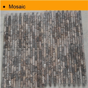 Dark Emperador Marble Strip Mosaic, Dark Emperador Brown Marble Strip Mosaic